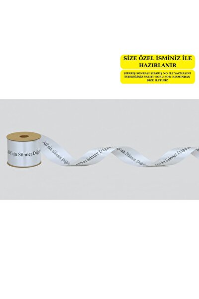 shop Kişiye Özel Baskılı 4 cm Gümüş Gri Saten Kurdele 100 Metre Bohça Çeyiz N...