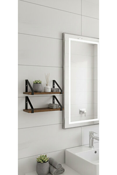 Rafadi 2-Piece Metal Shelf Modern Black Living Room Bathroom Hall Kitchen Wal...