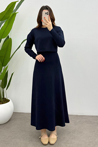 Bipantolon Women's Navy Blue Modal Blouse Double Suit