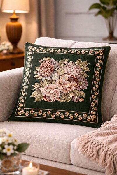 Yeshome Collection غطاء وسادة منسوج من بيلا فلورا مقاس 45x45 سم بنمط ثنائي ال...