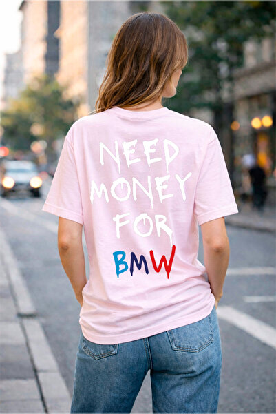 genosha تي شيرت Need Money For BMW كبير الحجم مطبوع 100% قطن ناعم ومريح للاست...