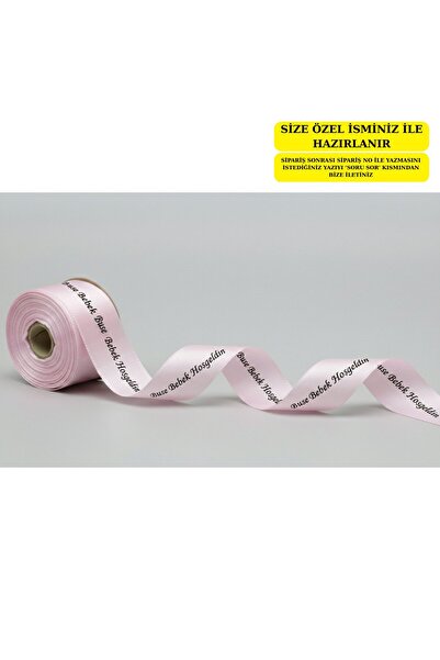 shop Kişiye Özel Baskılı 2 cm Pudra Pembe Saten Kurdele 50 Metre Bohça Çeyiz ...