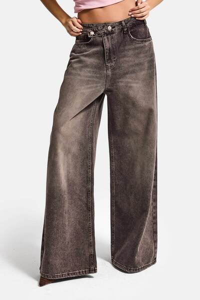 it's basic Women's Dark Brown 4S6-16 Mega Baggy Fit Belt Detailed Loose Fit D...