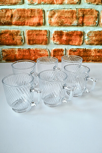 ELEGANCEV Sapli Cup with Handle - Tea Cup - Glass Cup with Handle - 6 Pieces ...