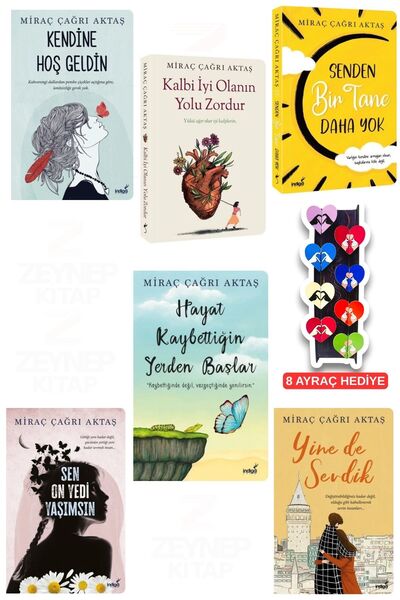 İndigo Kitap Miraç Çağrı Aktaş 6'lı Set-8'li Özel Tasarım Kalp Ayraç Hediyeli