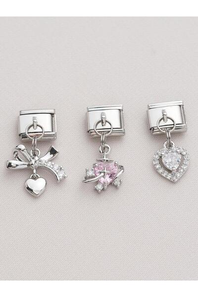 Zuum Accessories Triple stone figure series steel italian charm
