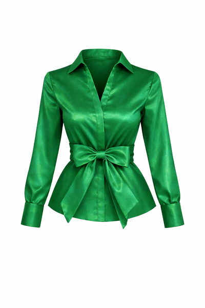 MERT ERKAN Mobile Belted Taffeta Stylish Shirt