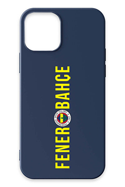 Fenerbahçe iPhone 13 Uyumlu Dikey Yazı Lacivert Silikon Lisanslı Telefon Kılıfı