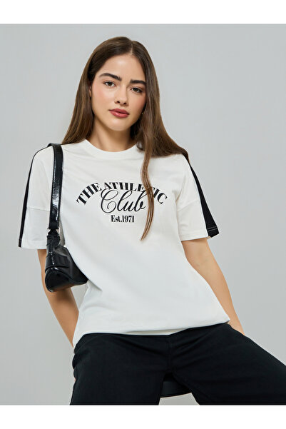 Styli White Slogan Oversized Cotton T-Shirt