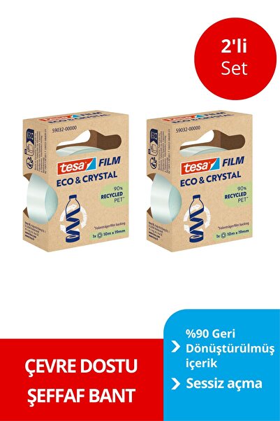 Tesa Film® Eco & Crystal Recycled Pet Ofis Bandı 10mx19mm x 2 Adet