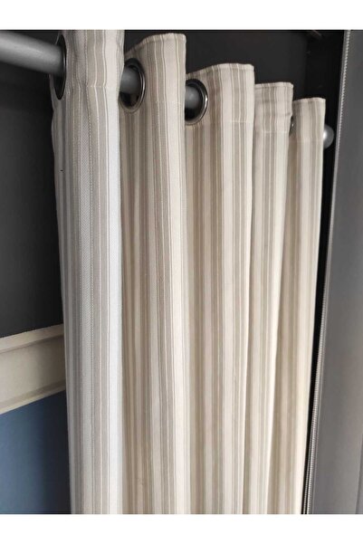 Evcimenhome Rustic Curtain (Lined) Linen Fabric. Eyelet Metal Ring 170Cmx225Cm