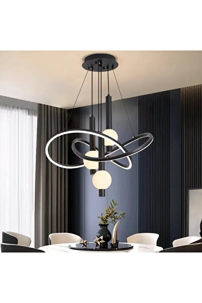 luminastar Modern LED Chandelier 59W, Abstract Black Design, 3 Colors, Adjust...