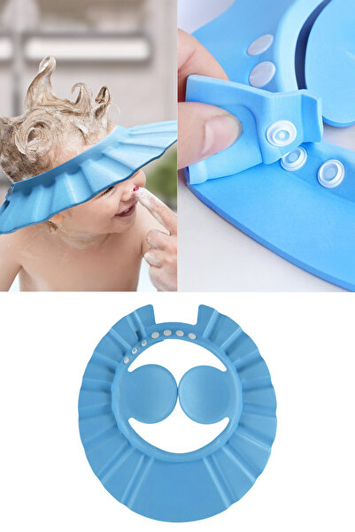 Privo Ayarlanabilir Bebek Banyo Şapkası Düğmeli Kulak Koruyucu Gözlere Su Kaç...