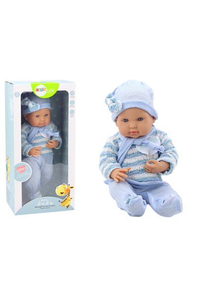 Three top online Păpușă bebeluș în haine albastre