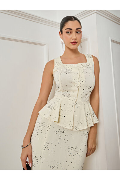 Styli Women White Sleeveless Peplum Top