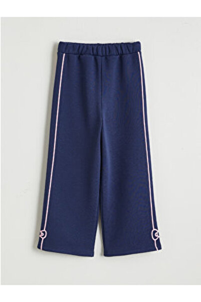 LC Waikiki Navy Blue Girls' Thick Sweatpants with Elastic Waist