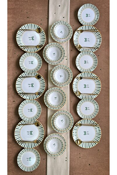 Erbaşlar Elegans Yeşil 24 Parça 6 Kişilik Lüx Yemek Takımı, Yemek Seti