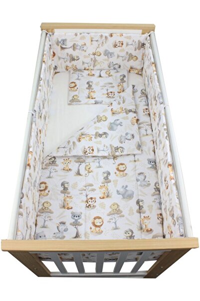 PRICHINDEL Set de lenjerie de pat pentru pătuț, 5 piese, bumbac, maimuță, mul...