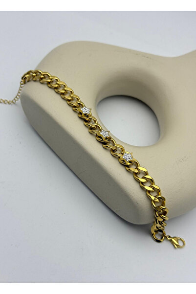 BİJU YILMAZ سوار ستيل جولد ستار ستون - 26blk04