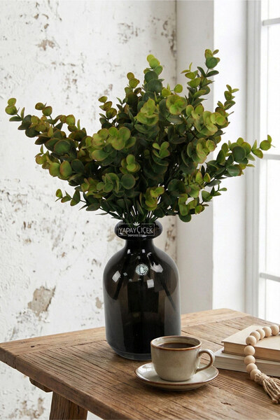 Yapay Çiçek Deposu Artificial Greenery 5-Branch Fall Eucalyptus 35 cm Green