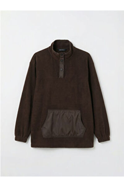 LC Waikiki Brown Mock Neck Women's Fleece Sweatshirt