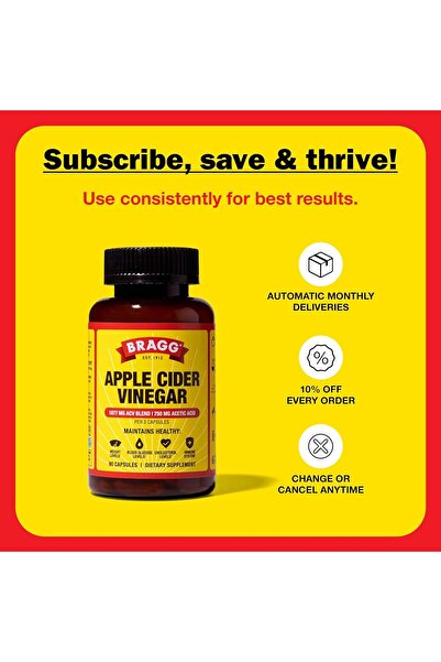 BRAGG vinegar Bragg Apple Cider Vinegar Capsules with Vitamin D and Zinc - 90...