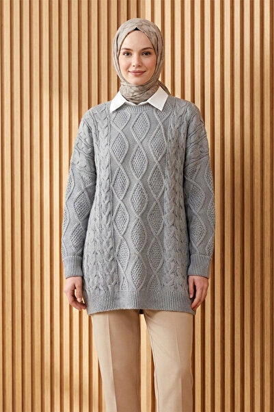 FERHEL Women's Honeycomb Pattern Crew Neck Knitted Patterned Knitwear Sweater...