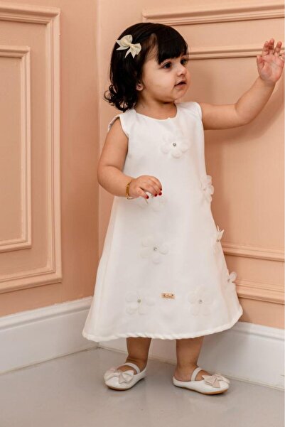 Alesaei-mondo tondo (Baby cream evening dress with raised roses S01189)