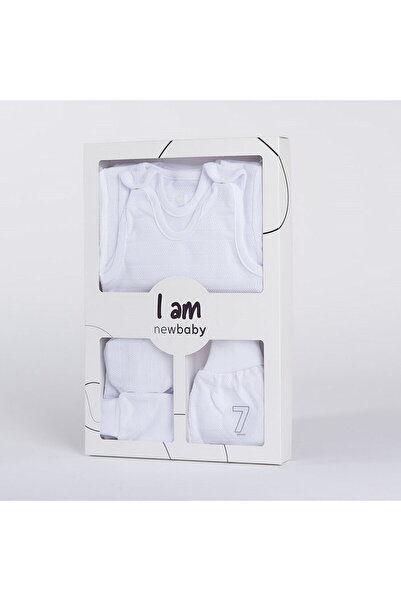 NEW BABY SHOP Set gravide New Baby I AM alb, 7 piese, mărimea 56 (0-3 luni)