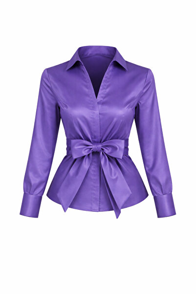 MERT ERKAN Mobile Belted Taffeta Stylish Shirt