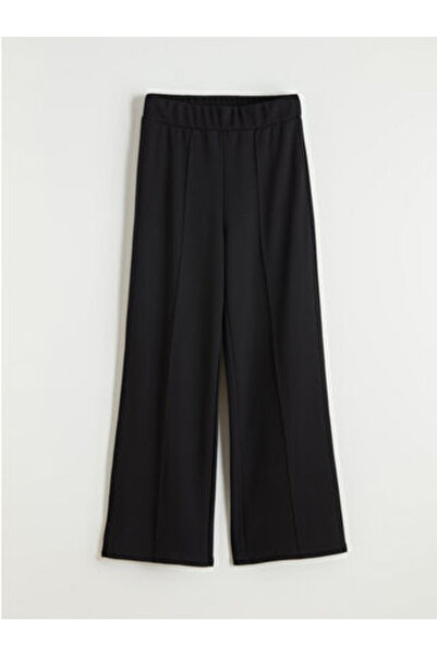 LC Waikiki Black Elastic Waist Wide Leg Women's Sweatpants