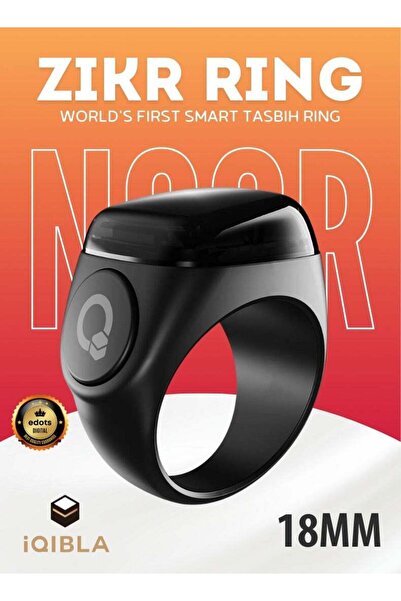 iqibla Zikr Ring Noor | 18MM Prayer Ring, Tasbih Counter & Islamic Reminder |...