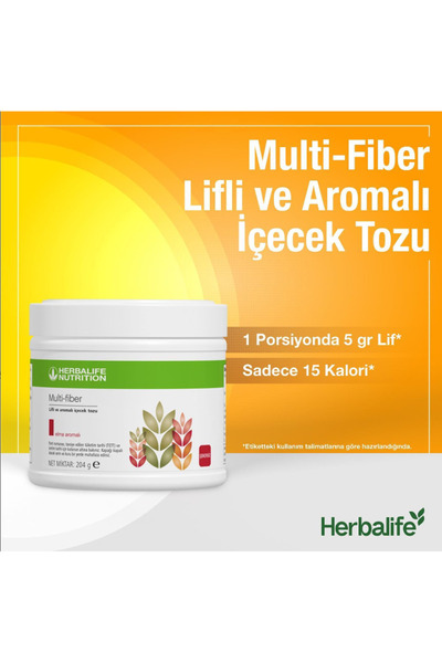 Herbalife Multi Fiber Lif Tozu 204 g | Elma Aromalı Şekersiz 5g Lif & 18 Kcal