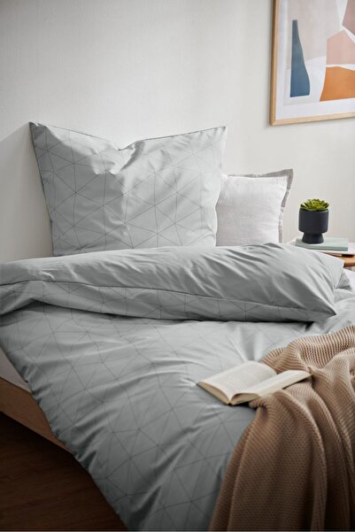 Tchibo طقم لحاف كولماكس مطبوع برسومات، 155 × 220 سم، رمادي فاتح