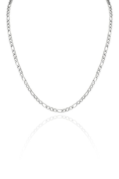 Cosmia Shine Unisex Gümüş Renk 4 mm Figaro Paslanmaz Çelik Zincir Kolye