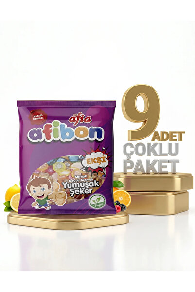 Afia Afibon Ekşi Karışık Meyveli Yumuşak Şeker 9x80 Gr