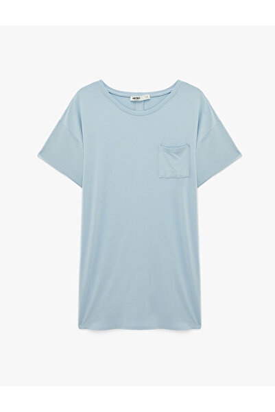 Koton Crew Neck Short Sleeve Viscose Nightgown with Pockets