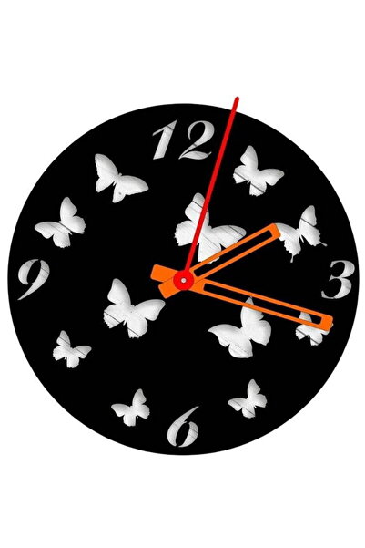 Vivatechnix Ceas de perete metalic Krodesign Butterfly, diametru 50 cm, negru