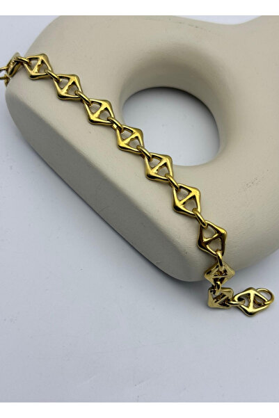 BİJU YILMAZ Steel Gold Thick Chain Design Bracelet - 26Blk13