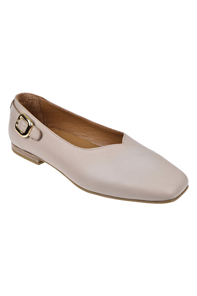 Floor Hakiki Deri Toka Detaylı Kadın Babet MAK-144 SİLVER