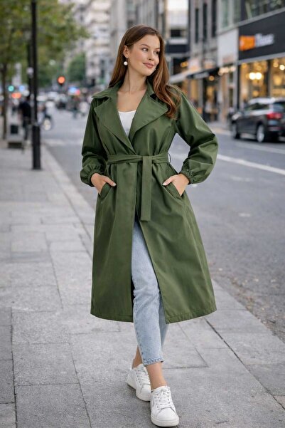 PENGORA Women's Black Oversize Trench Coat, Casual Stylish, Balloon Sleeves, ...