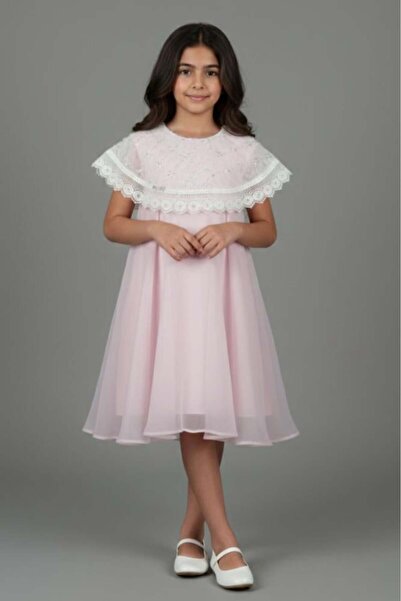 Alesaei-mondo tondo Soft pink girls' evening dress S01274