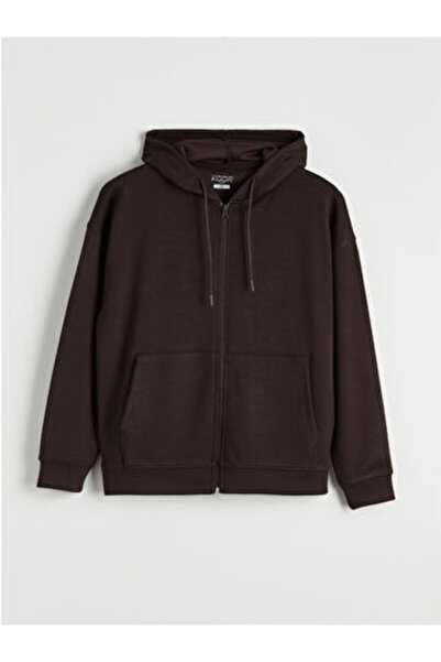 LC Waikiki Brown Hooded Soft Touch Women's Zippered Sweatshirt