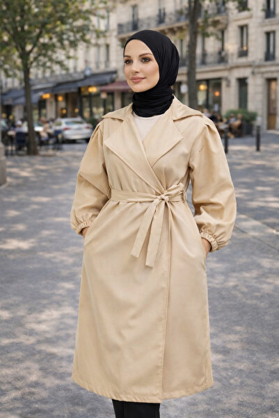 PENGORA Women's Black Oversize Trench Coat, Casual Stylish, Balloon Sleeves, ...