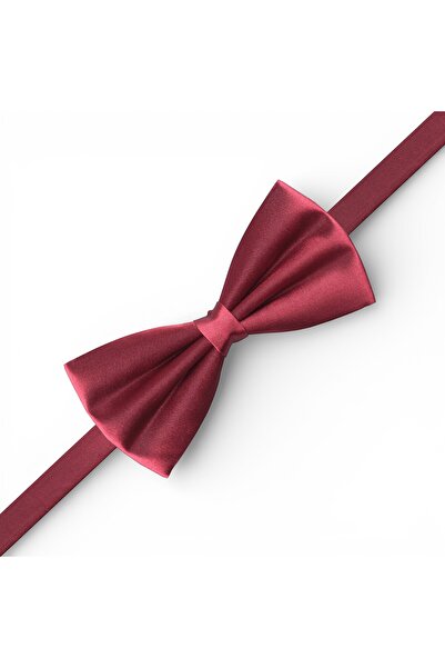 DWOY Men's Burgundy Satin Bow Tie