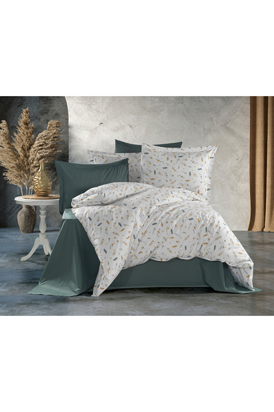 Alena Home Style 100% Cotton Patterned Double Duvet Cover Set (With Elastic S...