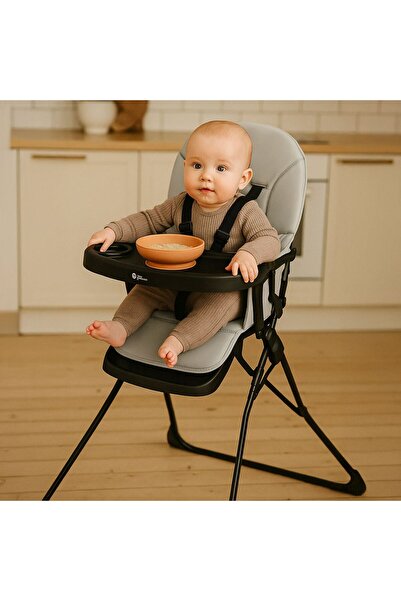 OEM Children's Dining Chair, Grey-Black, Foldable, 6–36 Months