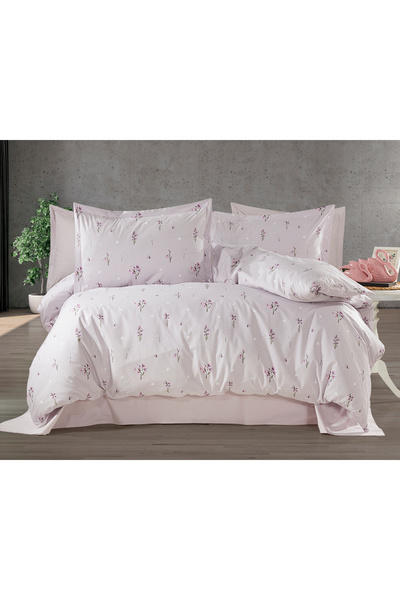 Alena Home Style طقم غطاء لحاف مزدوج منقوش من القطن 100% (مع ملاءة مطاطية)