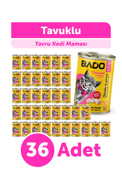 Bado Yavru Kedi Yaş Maması Tavuk Etli 400GR 36Lı