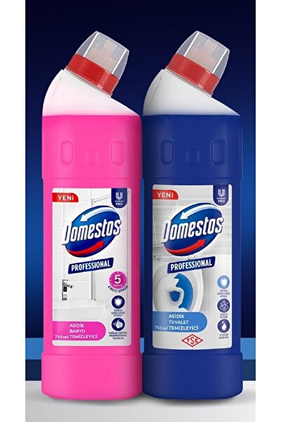Domestos PROFESSİONAL ASİDİK TUVALET VE BANYO TEMİZLEYİCİ 750ML X 2 ADET